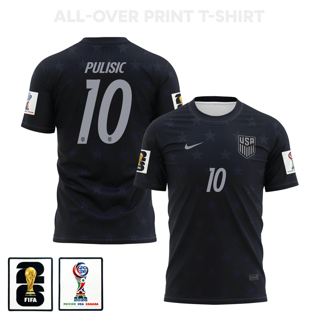 Christian Pulisic 10 USMNT 2026 Away 3D T-Shirt Fully Printed – Unisex, Black