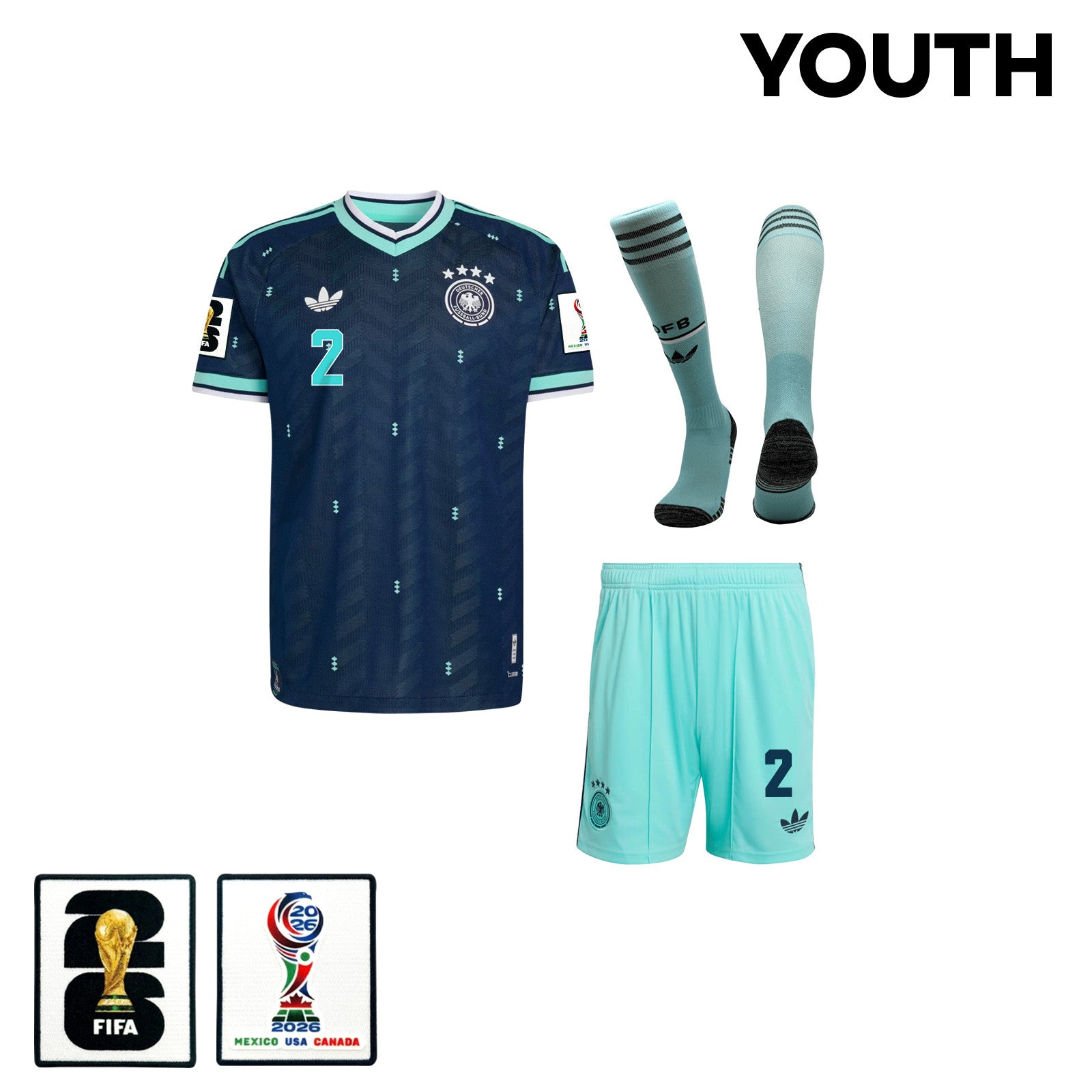 Malick Thiaw 2 Germany 2026 YOUTH Away Kit Set – Navy