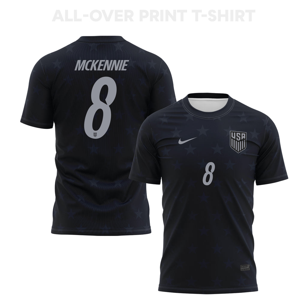 Weston McKennie 8 USMNT 2026 Away 3D T-Shirt Fully Printed – Unisex, Black