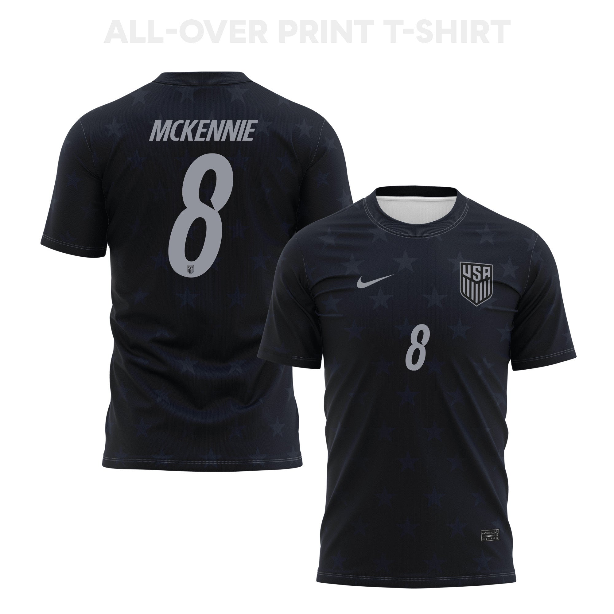 Weston McKennie 8 USMNT 2026 Away 3D T-Shirt Fully Printed – Unisex, Black