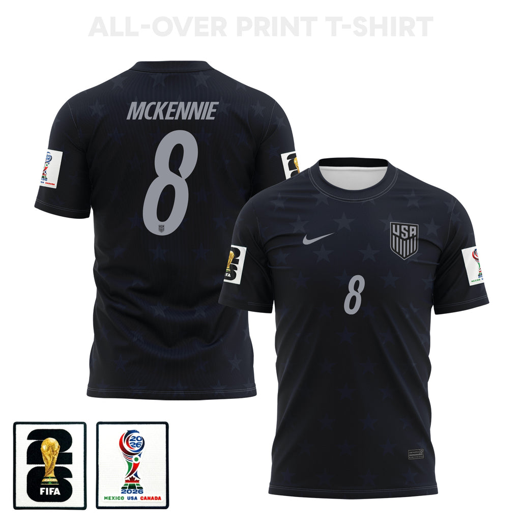 Weston McKennie 8 USMNT 2026 Away 3D T-Shirt Fully Printed – Unisex, Black