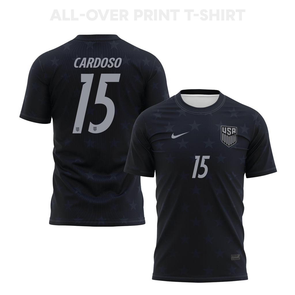 Johnny Cardoso 15 USMNT 2026 Away 3D T-Shirt Fully Printed – Unisex, Black