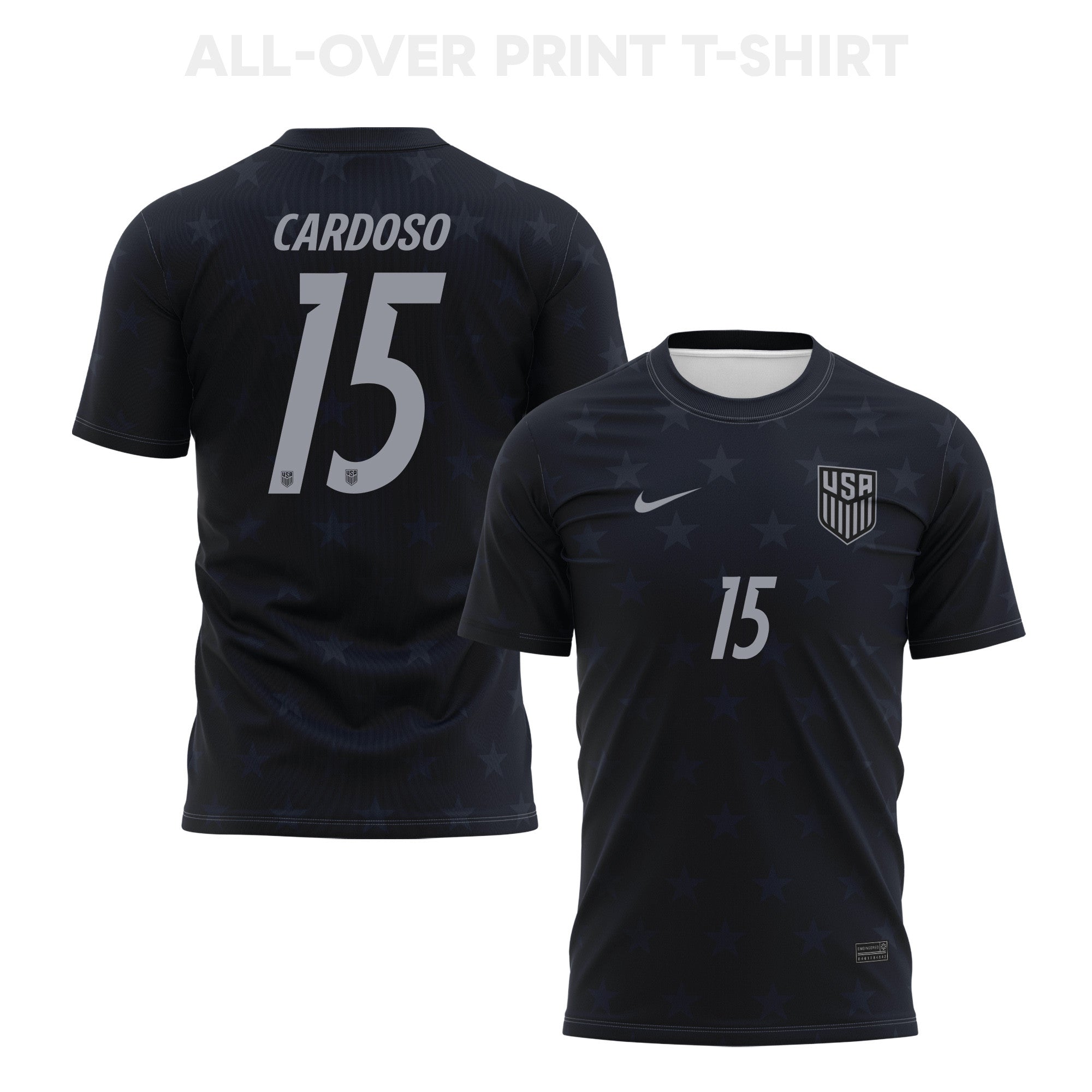 Johnny Cardoso 15 USMNT 2026 Away 3D T-Shirt Fully Printed – Unisex, Black