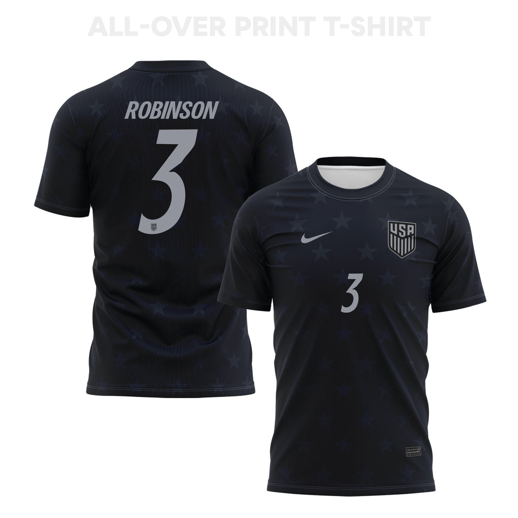 Antonee Robinson 3 USMNT 2026 Away 3D T-Shirt Fully Printed – Unisex, Black