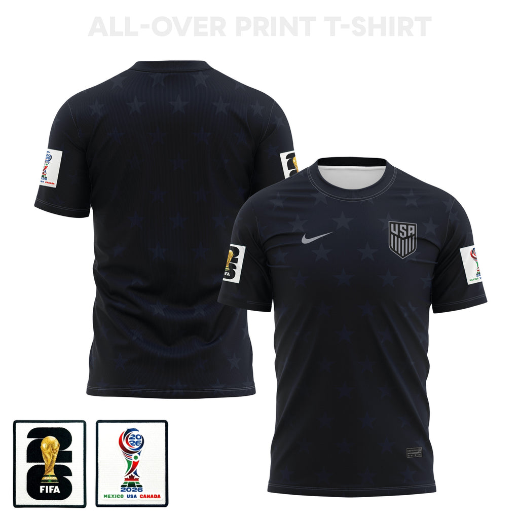 USMNT 2026 Away 3D T-Shirt Fully Printed – Unisex, Black