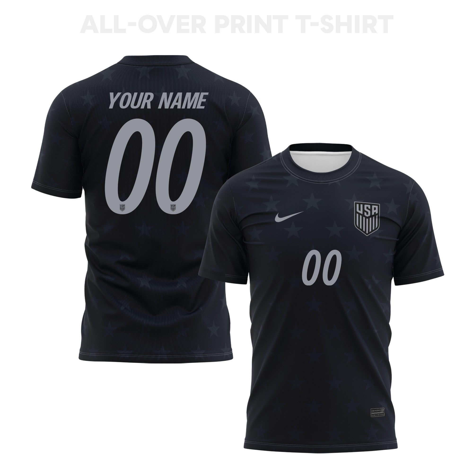 USMNT 2026 Away 3D T-Shirt Fully Printed – Personalized – Unisex, Black