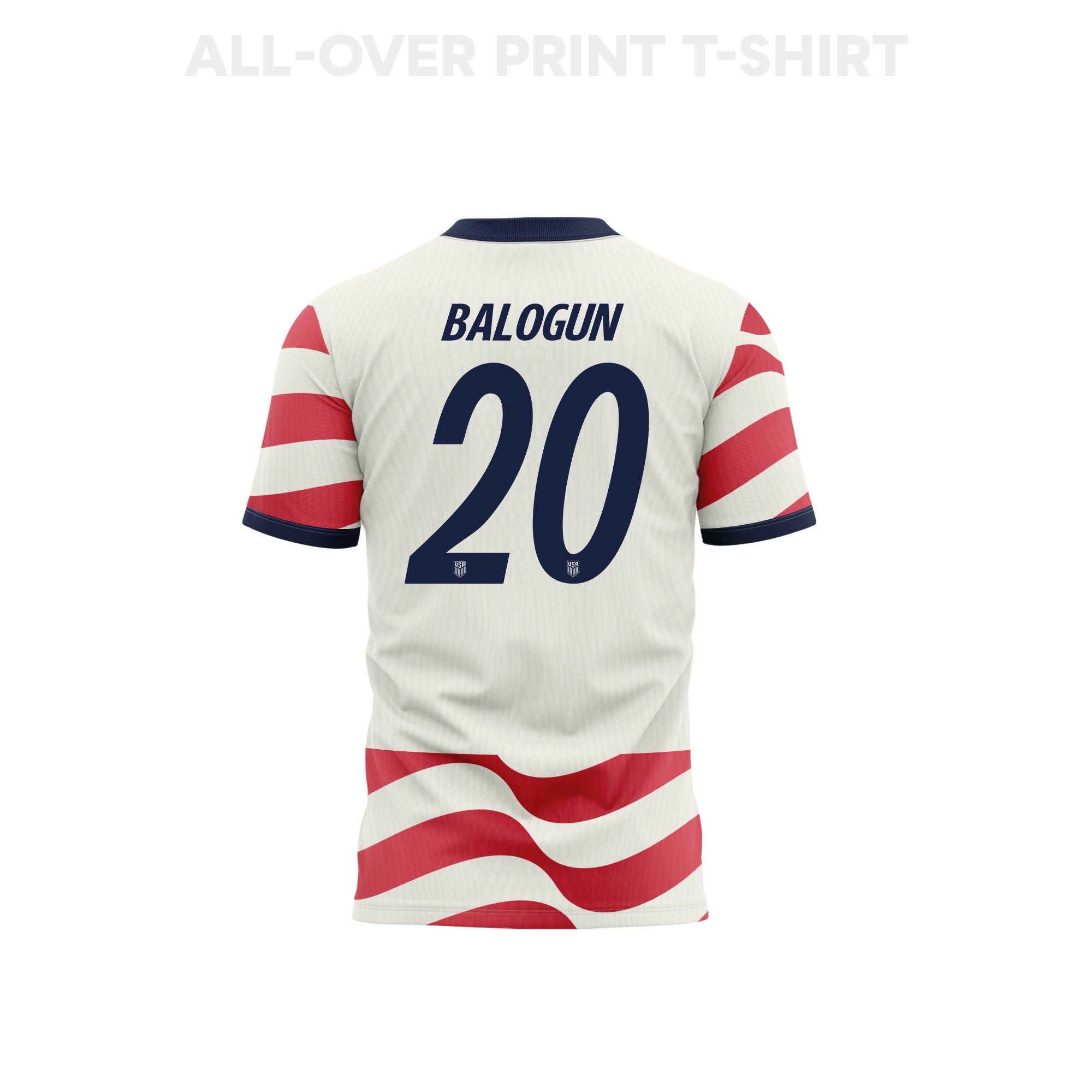 Folarin Balogun 20 USMNT 2026 Home 3D T-Shirt Fully Printed – Unisex, White/Red