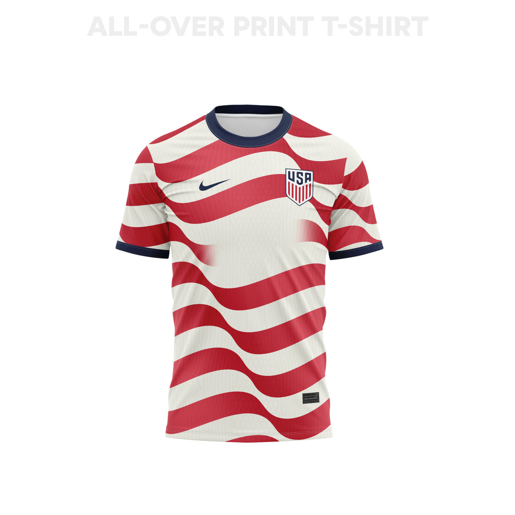 USMNT 2026 Home 3D T-Shirt Fully Printed – Unisex, White/Red