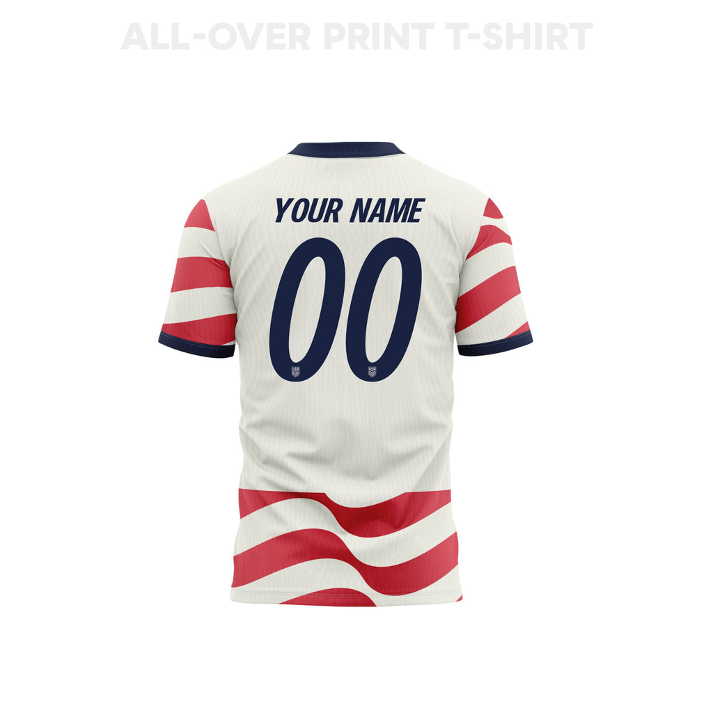 USMNT 2026 Home 3D T-Shirt Fully Printed – Personalized – Unisex, White/Red