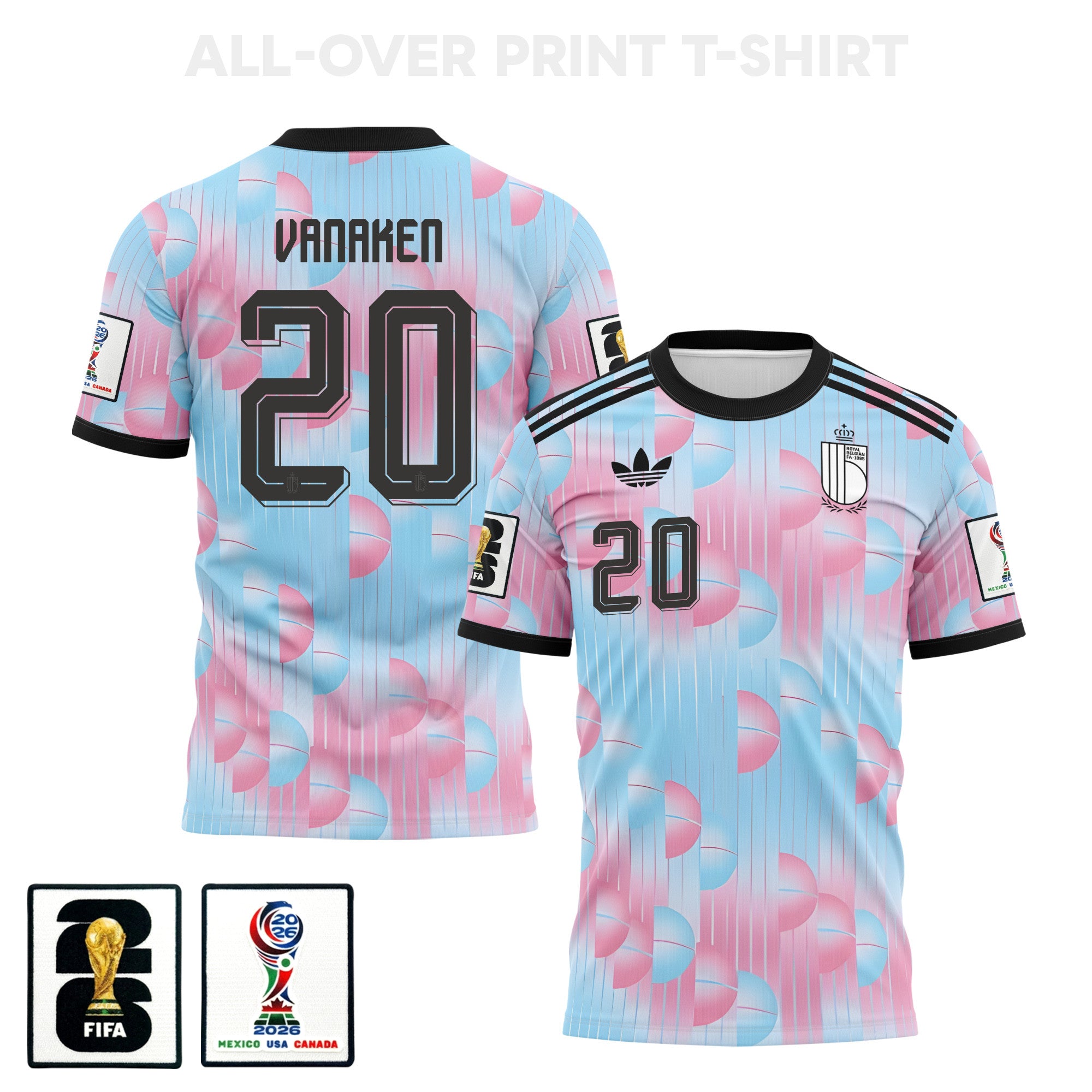 Hans Vanaken 20 Belgium 2026 Away 3D T-Shirt Fully Printed – Unisex, Light Blue