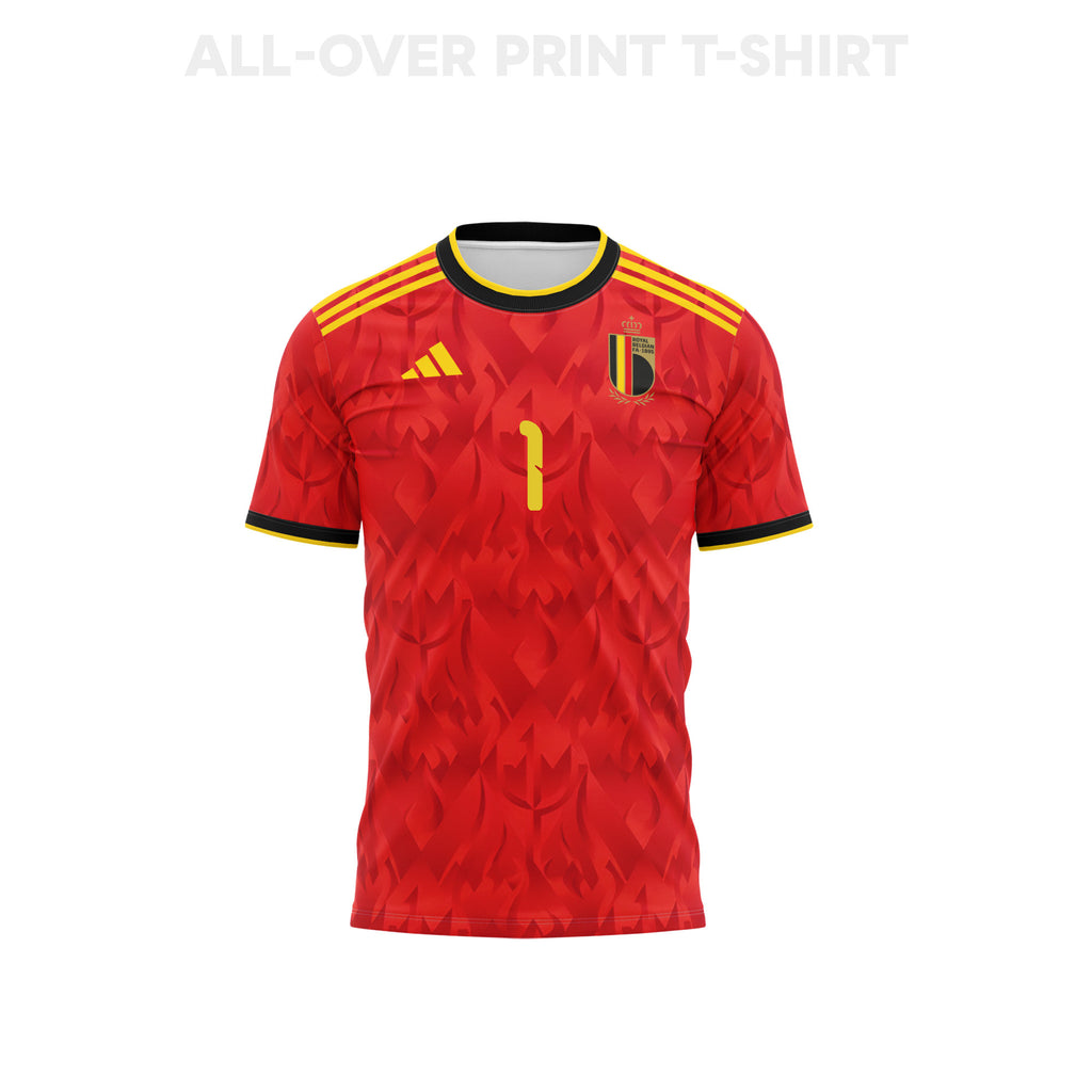 Thibaut Courtois 1 Belgium 2026 Home 3D T-Shirt Fully Printed – Unisex, Red