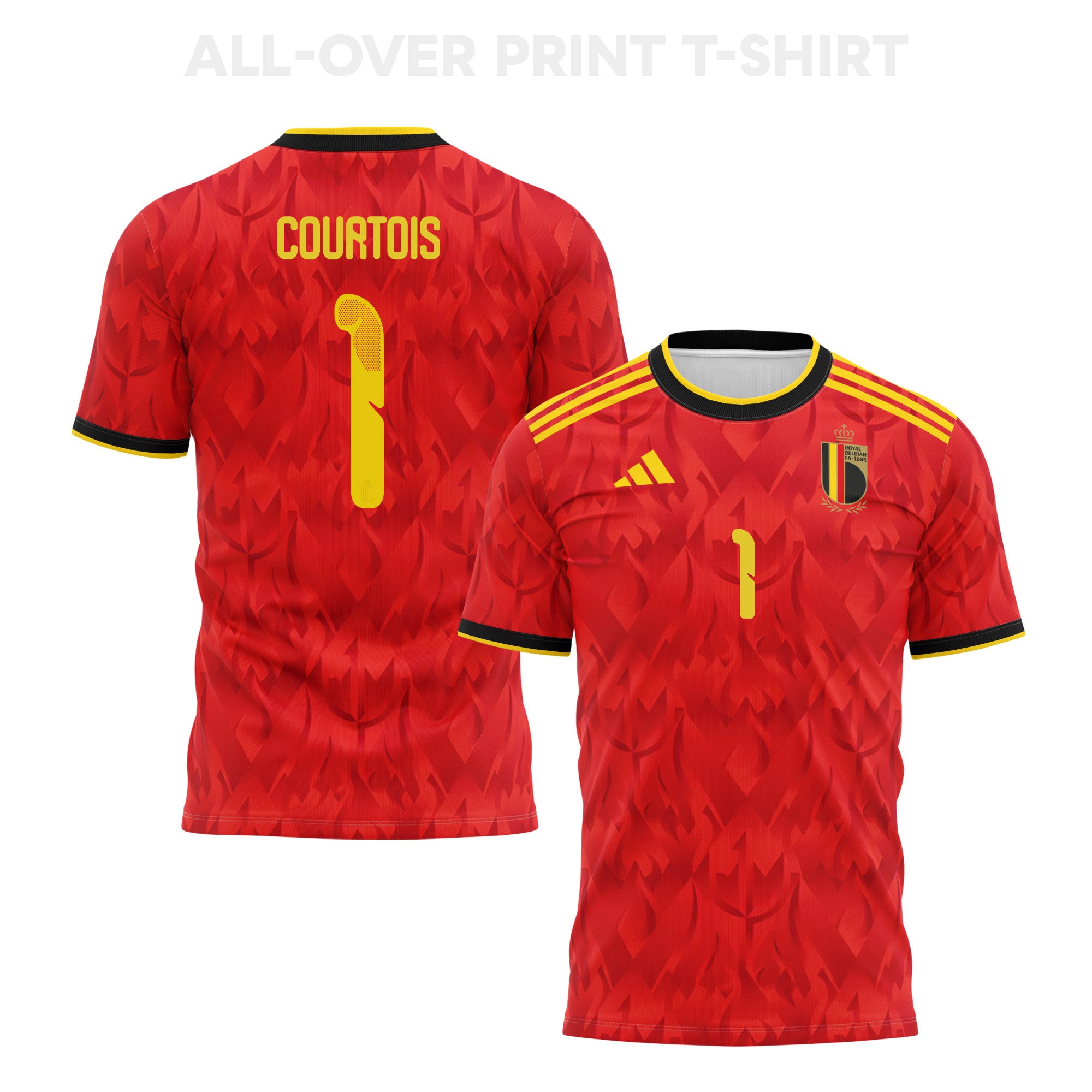 Thibaut Courtois 1 Belgium 2026 Home 3D T-Shirt Fully Printed – Unisex, Red