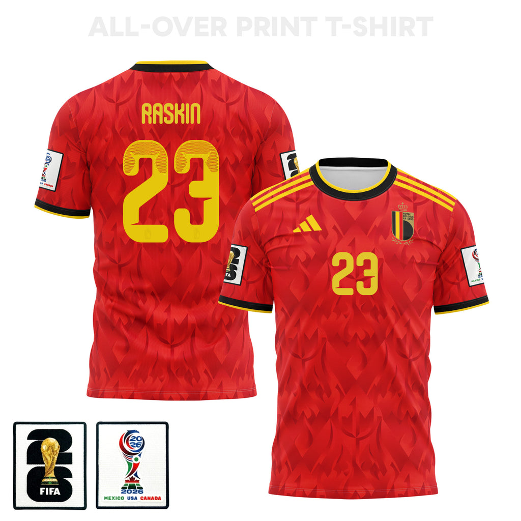 Nicolas Raskin 23 Belgium 2026 Home 3D T-Shirt Fully Printed – Unisex, Red
