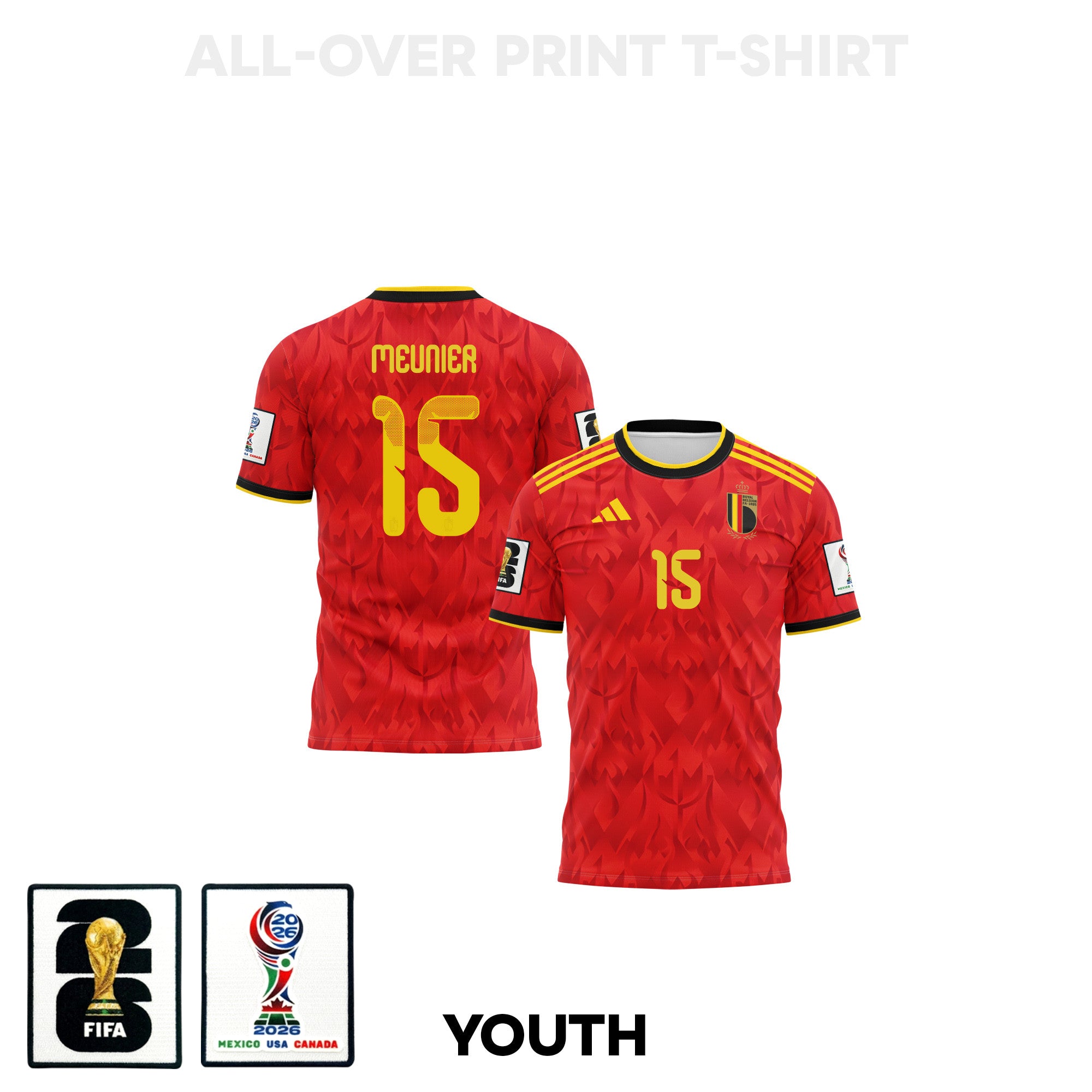Thomas Meunier 15 Youth Belgium 2026 Home 3D T-shirt Fully Printed – Red