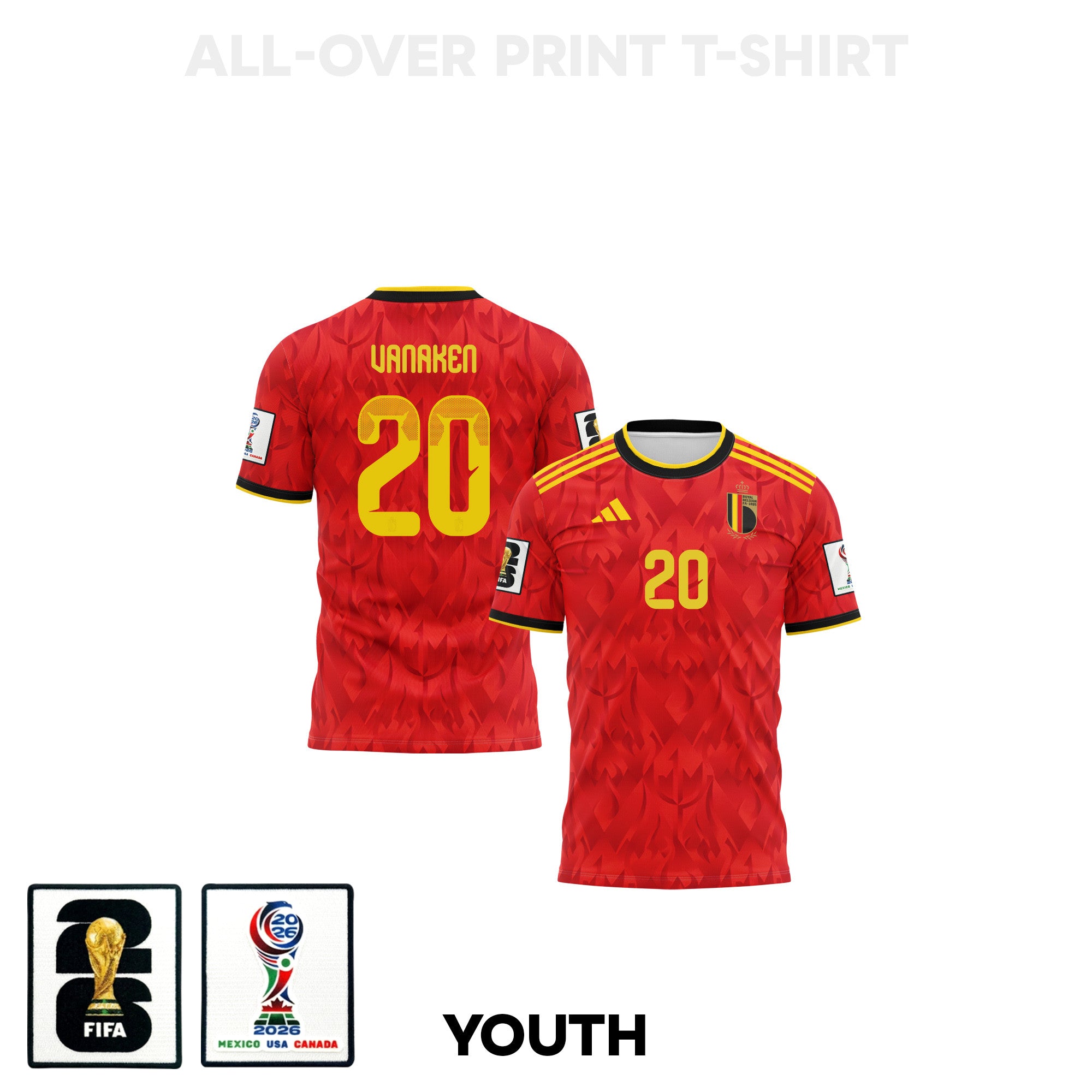 Hans Vanaken 20 Youth Belgium 2026 Home 3D T-shirt Fully Printed – Red