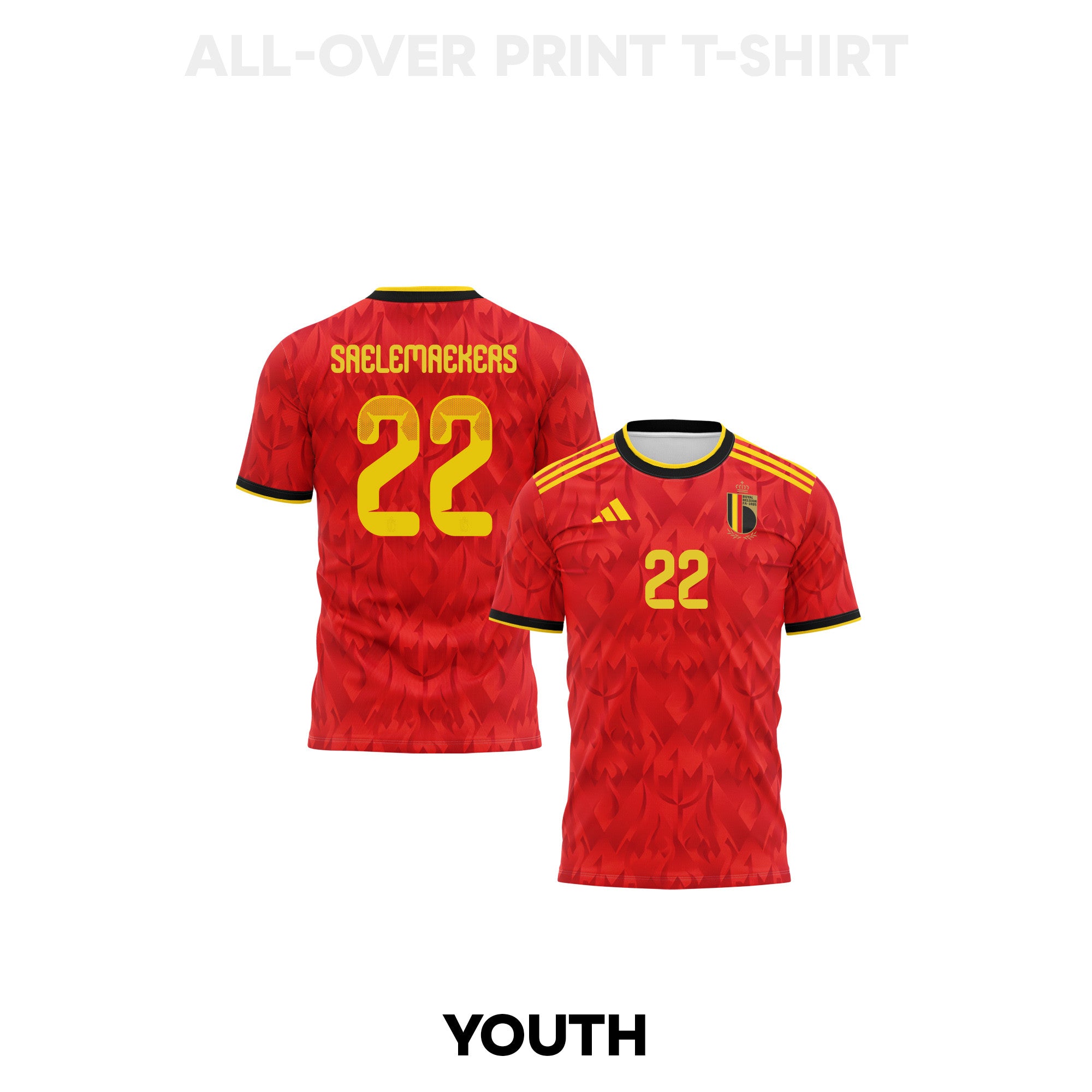 Alexis Saelemaekers 22 Youth Belgium 2026 Home 3D T-shirt Fully Printed – Red