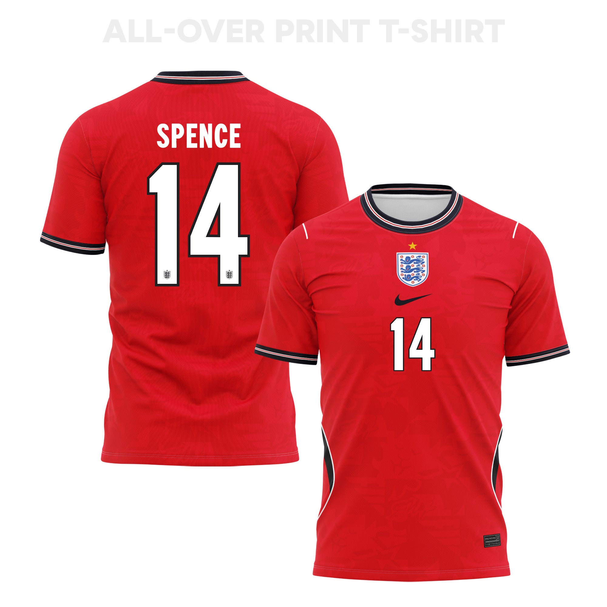 Djed Spence 14 England 2026 Away 3D T-Shirt Fully Printed – Unisex, Red