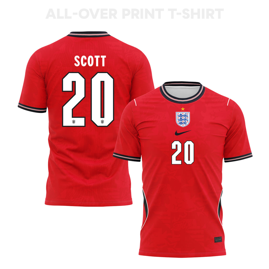 Alex Scott 20 England 2026 Away 3D T-Shirt Fully Printed – Unisex, Red