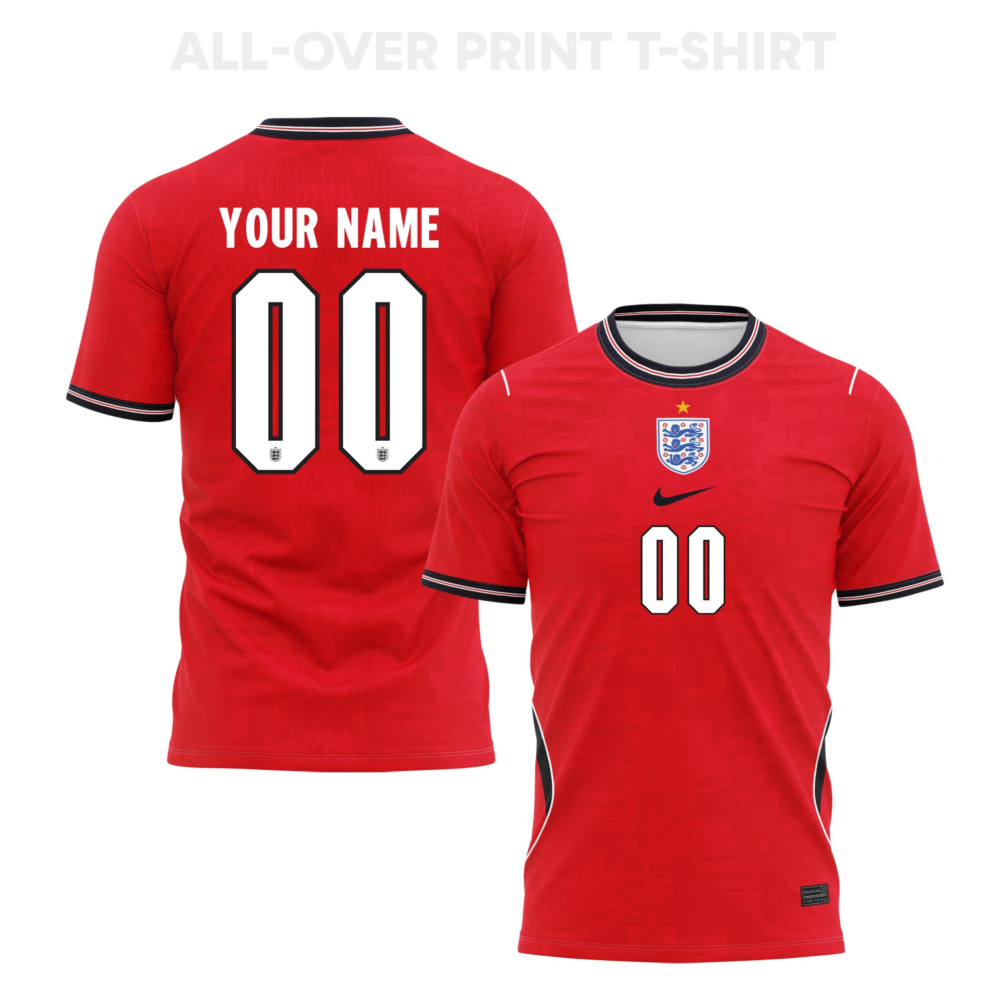 England 2026 Away 3D T-Shirt Fully Printed – Personalized – Unisex, Red