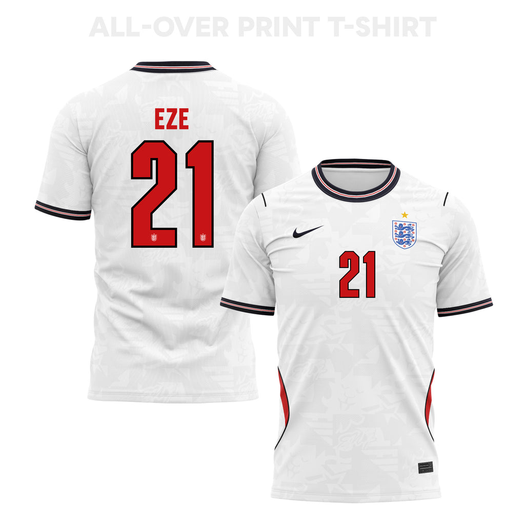 Eberechi Eze 21 England 2026 Home 3D T-Shirt Fully Printed – Unisex, White