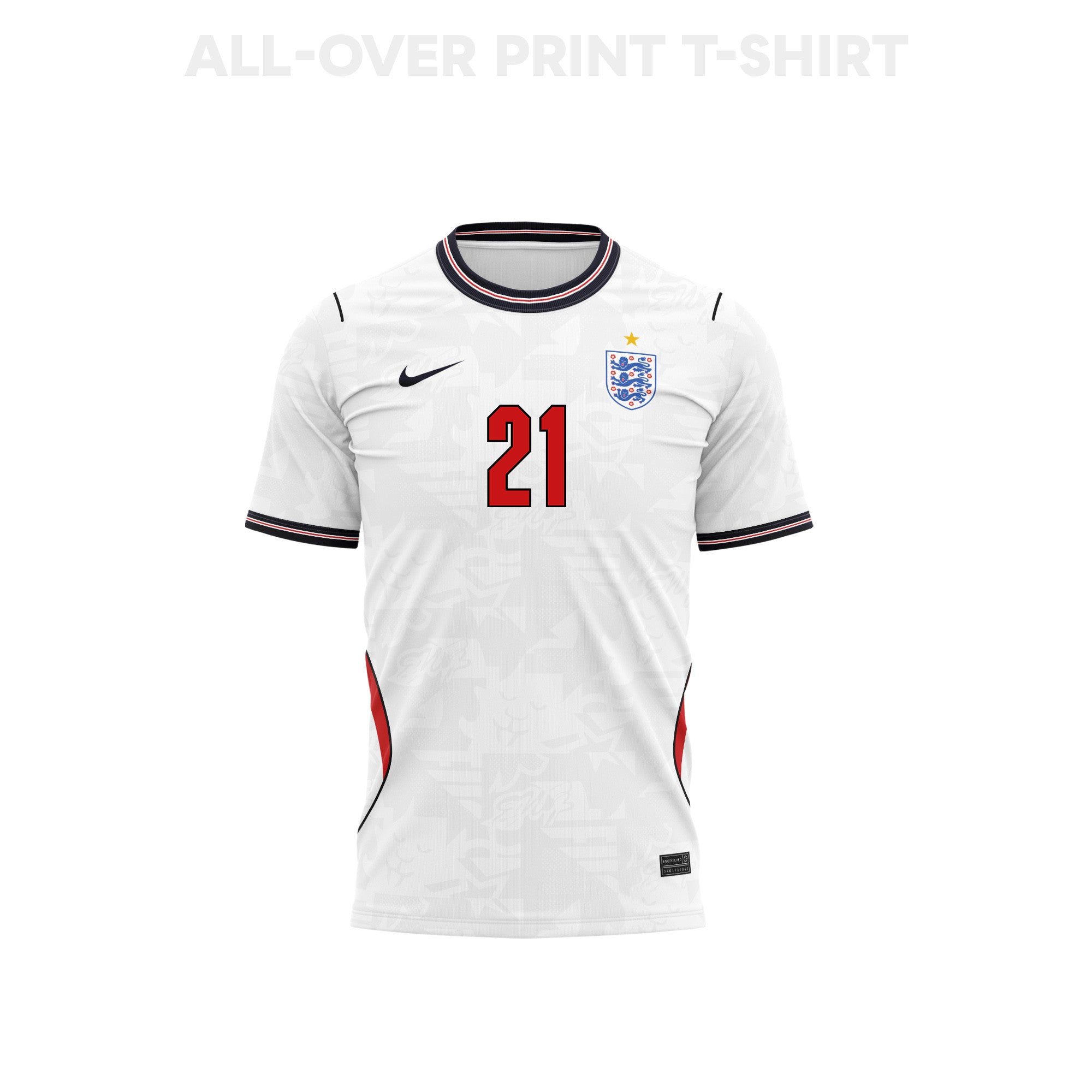 Eberechi Eze 21 England 2026 Home 3D T-Shirt Fully Printed – Unisex, White