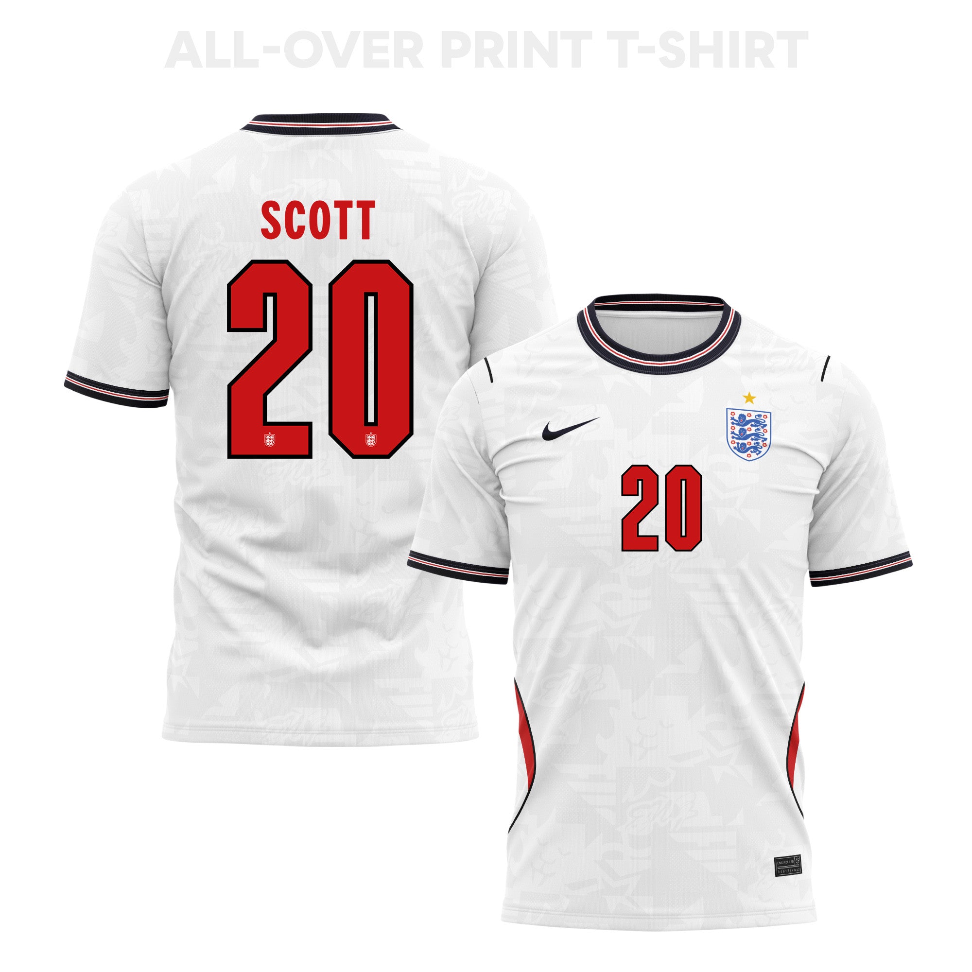 Alex Scott 20 England 2026 Home 3D T-Shirt Fully Printed – Unisex, White
