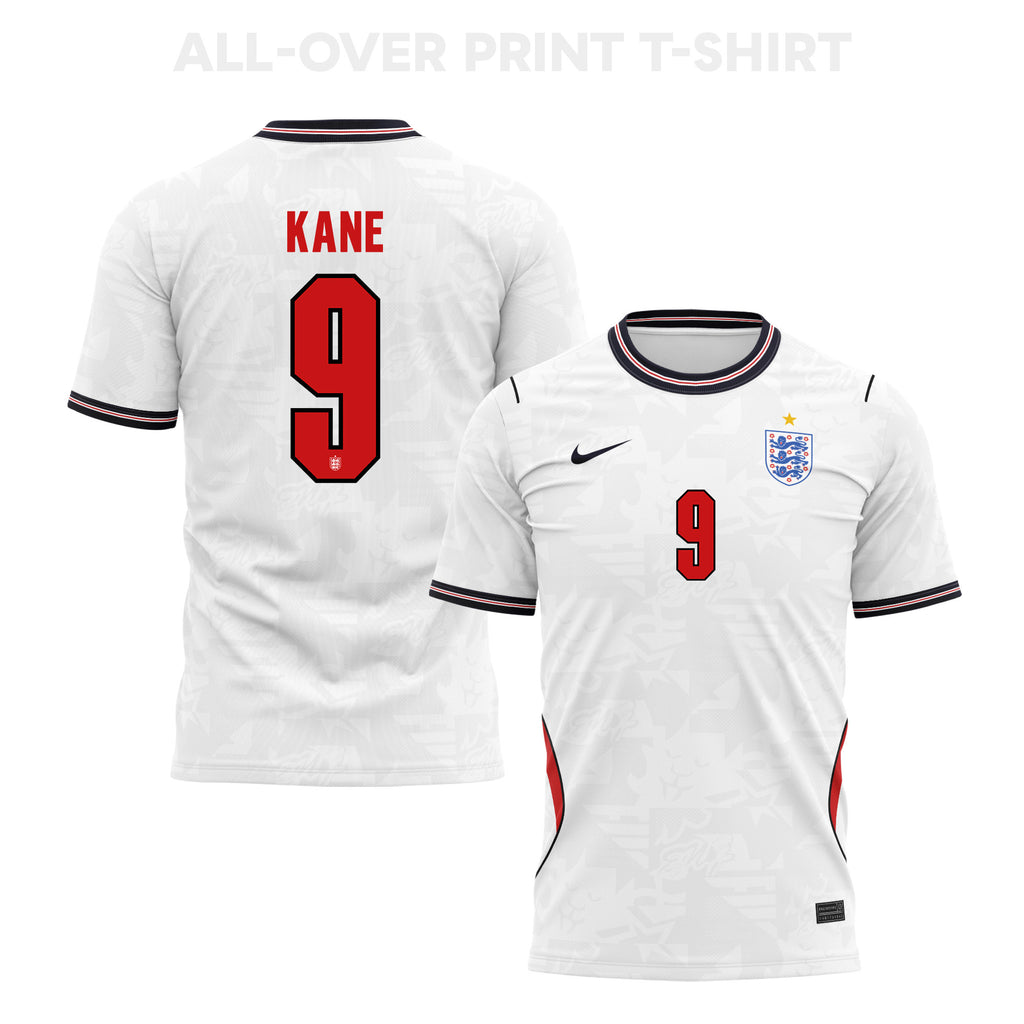 Harry Kane 9 England 2026 Home 3D T-Shirt Fully Printed – Unisex, White