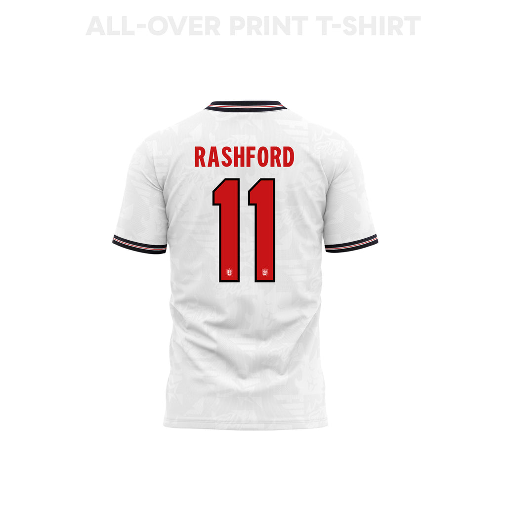 Marcus Rashford 11 England 2026 Home 3D T-Shirt Fully Printed – Unisex, White