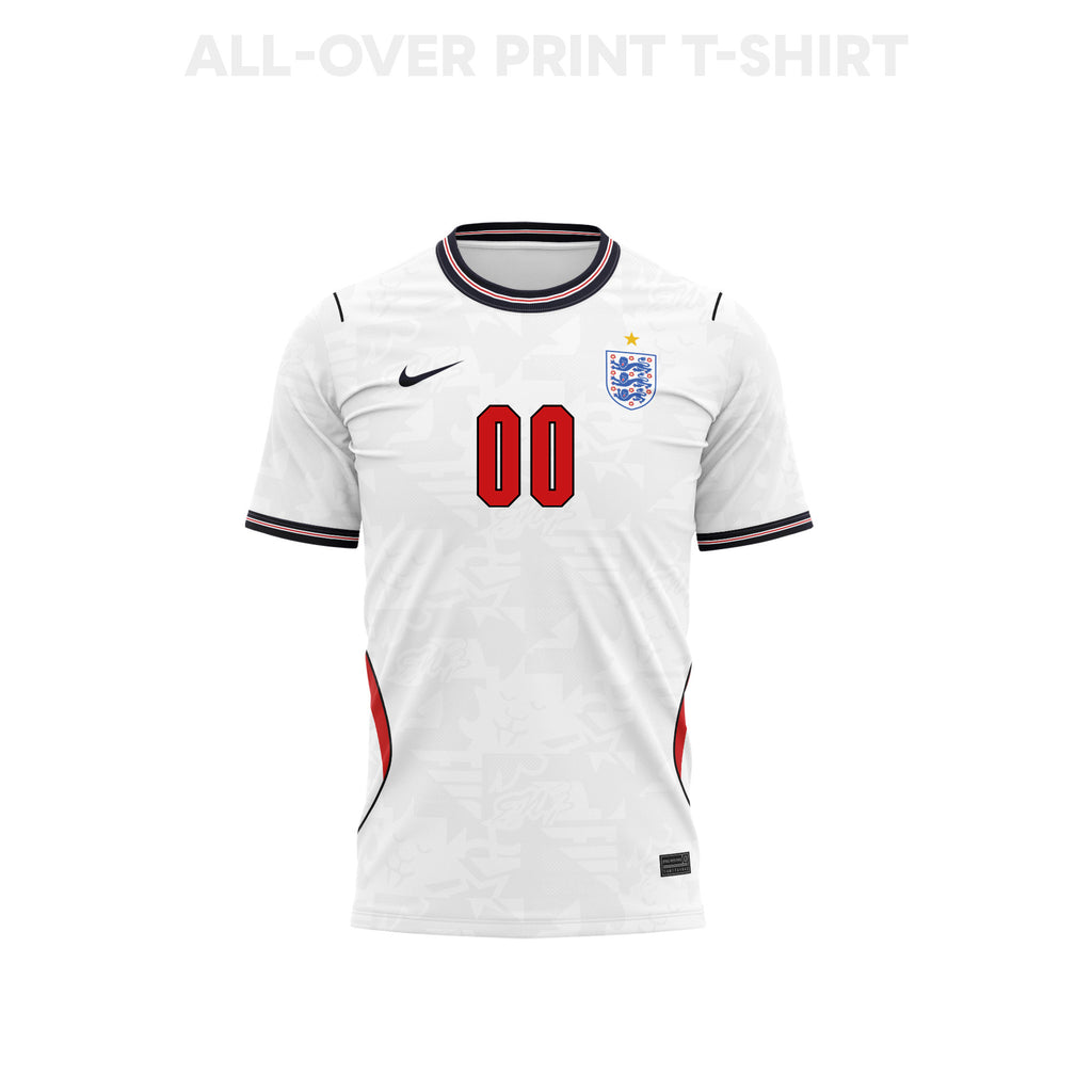 England 2026 Home 3D T-Shirt Fully Printed – Personalized – Unisex, White