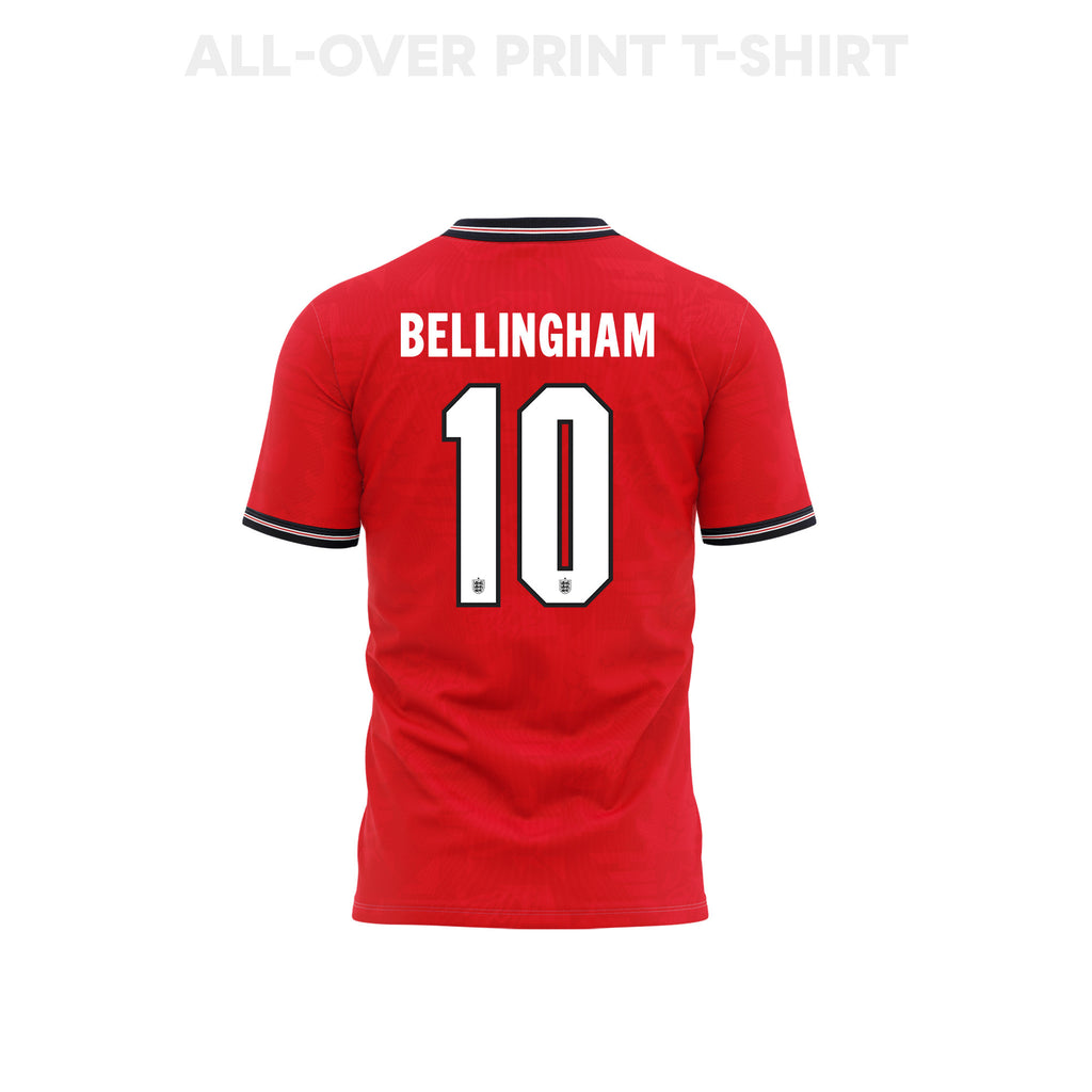 Jude Bellingham 10 Youth England 2026 Away 3D T-shirt Fully Printed – Red