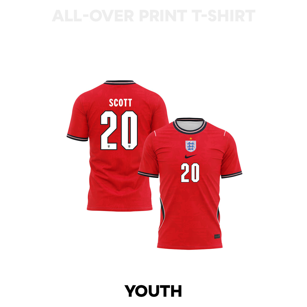 Alex Scott 20 Youth England 2026 Away 3D T-shirt Fully Printed – Red