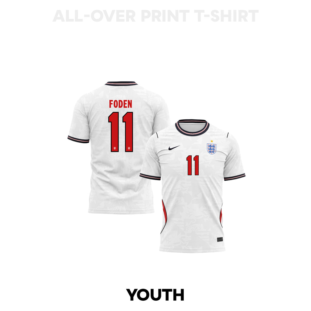 Phil Foden 11 Youth England 2026 Home 3D T-shirt Fully Printed – White