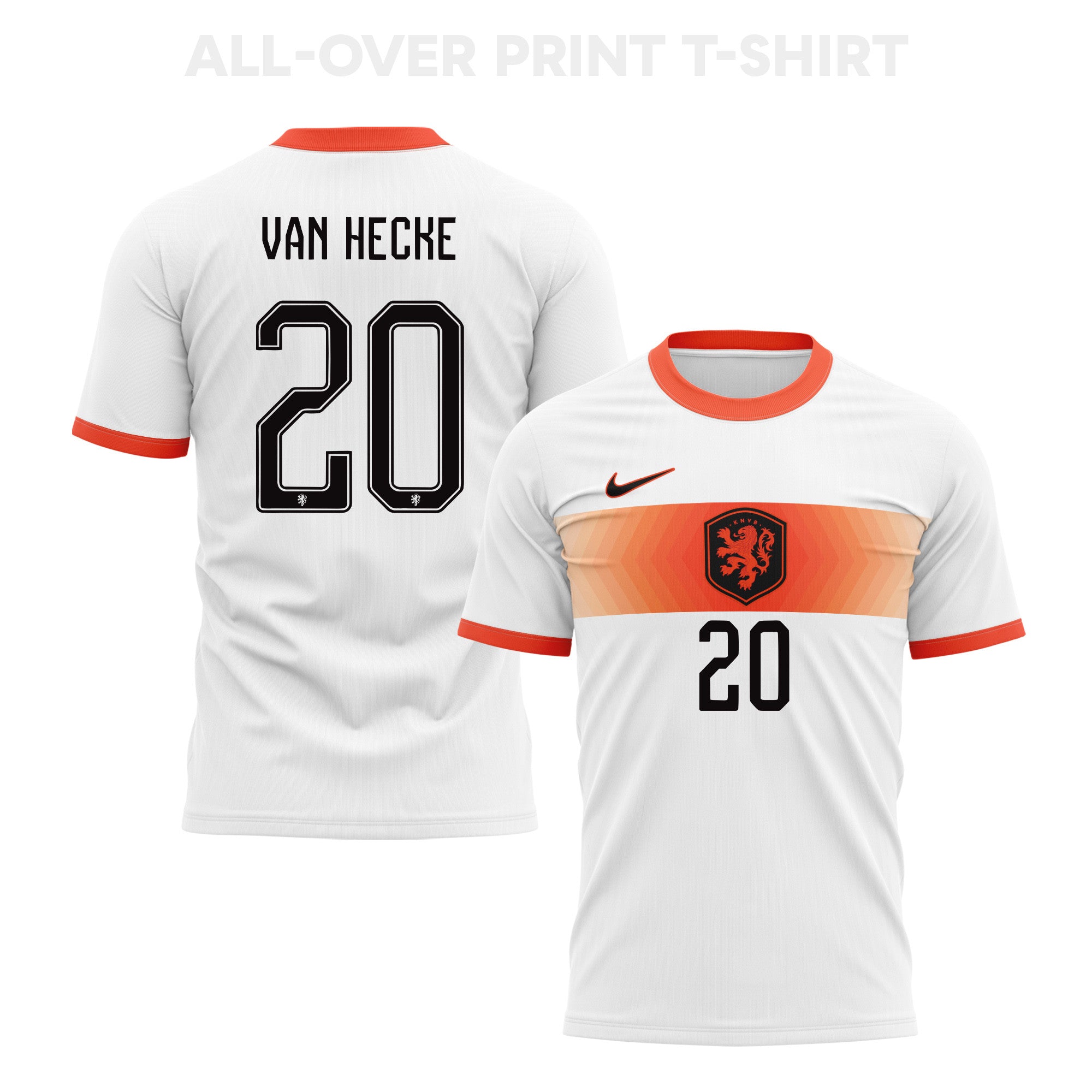 Jan Paul van Hecke 20 Netherlands 2026 Away 3D T-Shirt Fully Printed – Unisex, White