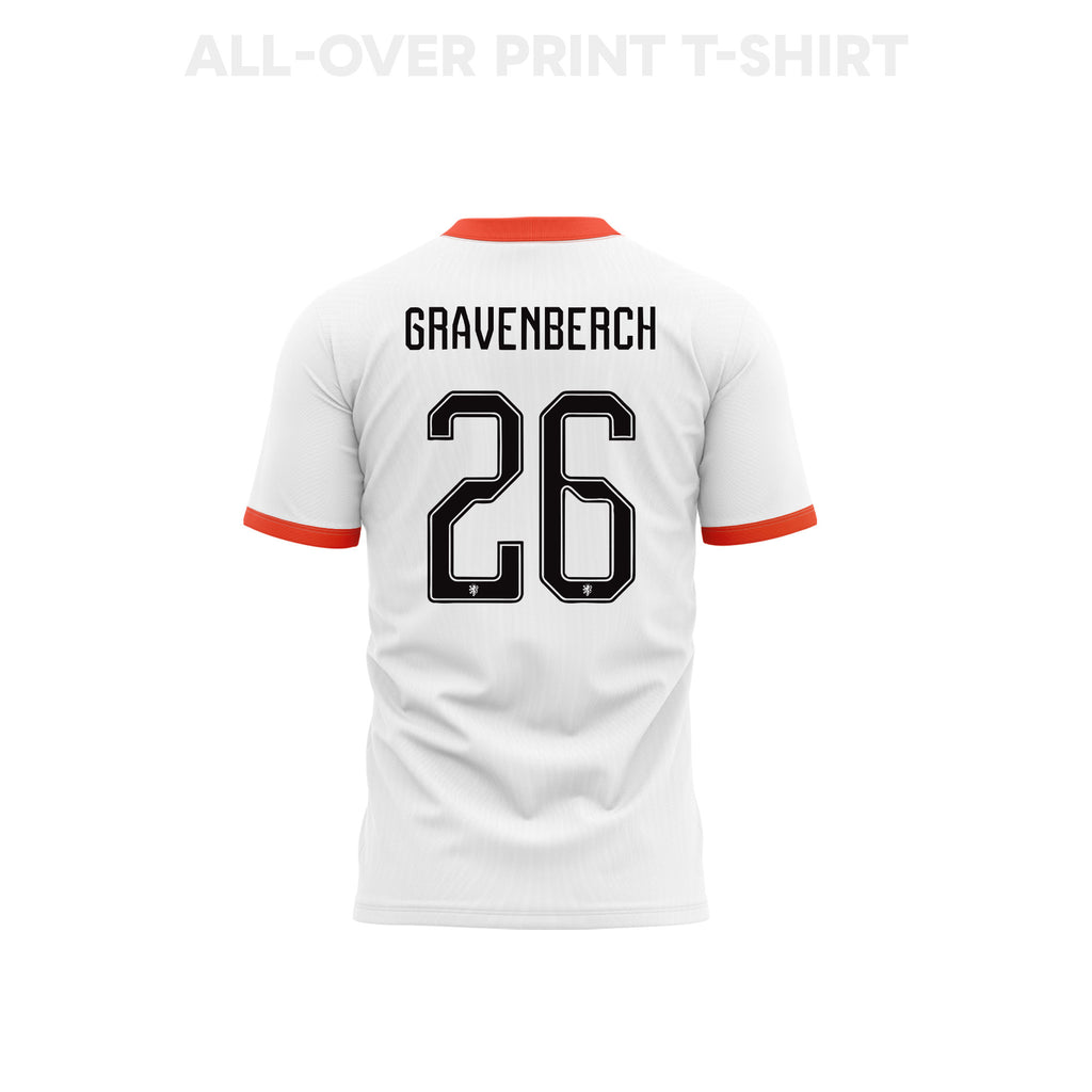 Ryan Gravenberch 26 Netherlands 2026 Away 3D T-Shirt Fully Printed – Unisex, White