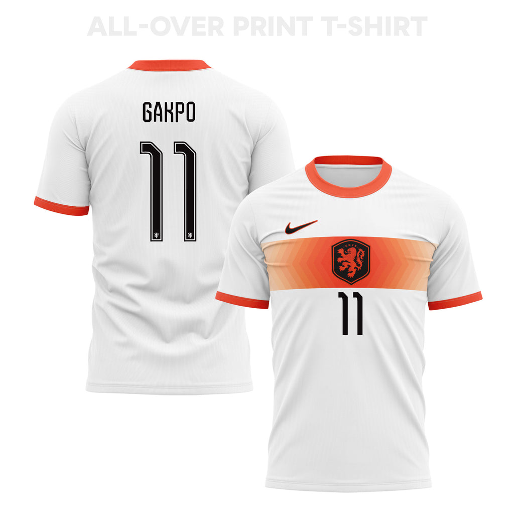 Cody Gakpo 11 Netherlands 2026 Away 3D T-Shirt Fully Printed – Unisex, White