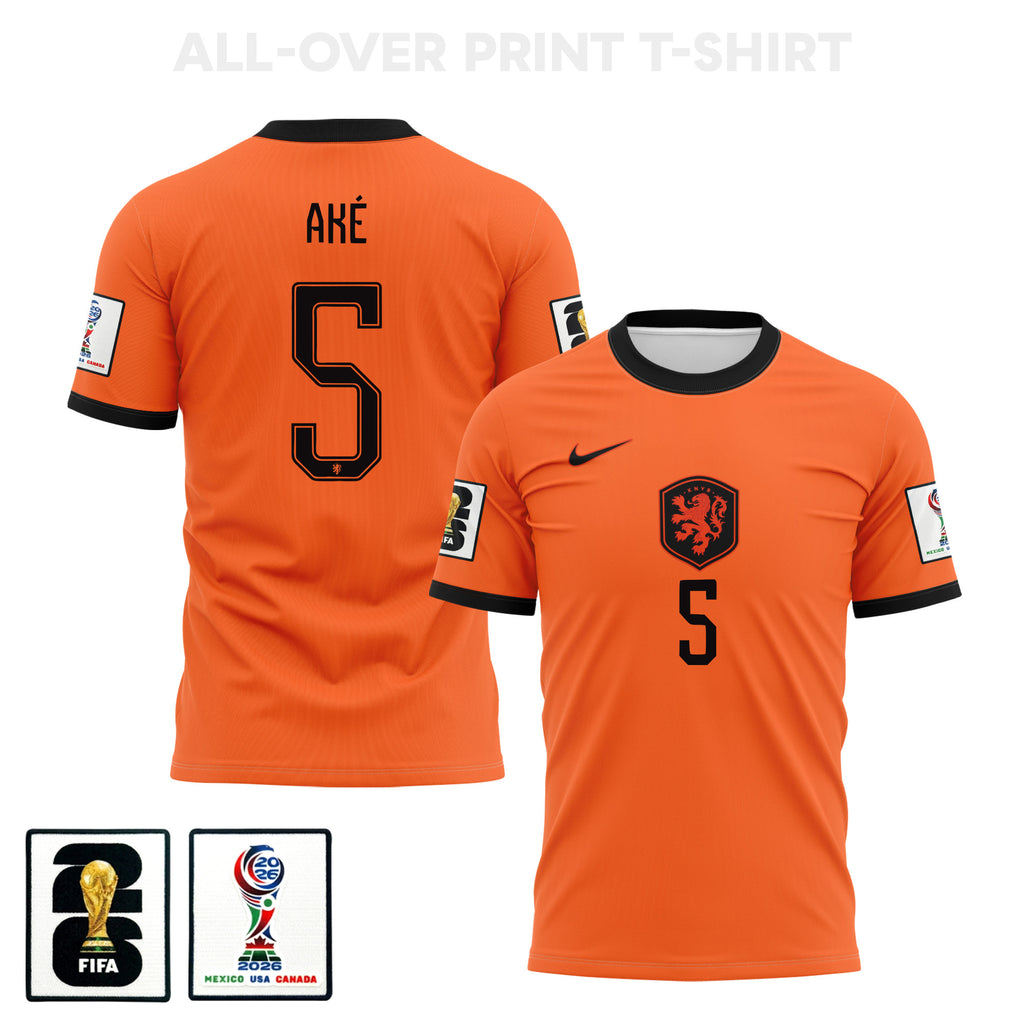 Nathan Aké 5 Netherlands 2026 Home 3D T-Shirt Fully Printed – Unisex, Orange
