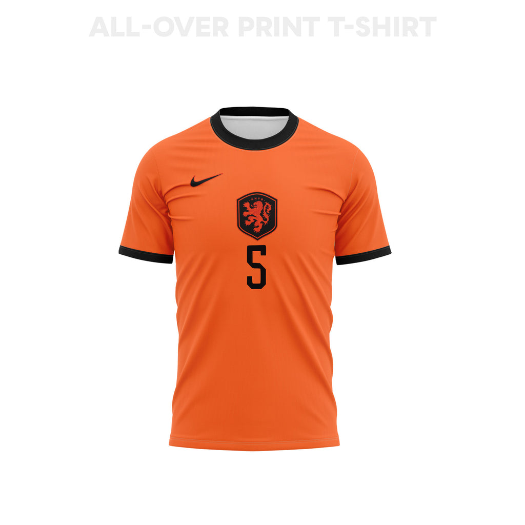 Nathan Aké 5 Netherlands 2026 Home 3D T-Shirt Fully Printed – Unisex, Orange