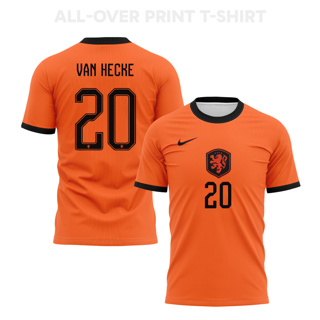 Jan Paul van Hecke 20 Netherlands 2026 Home 3D T-Shirt Fully Printed – Unisex, Orange