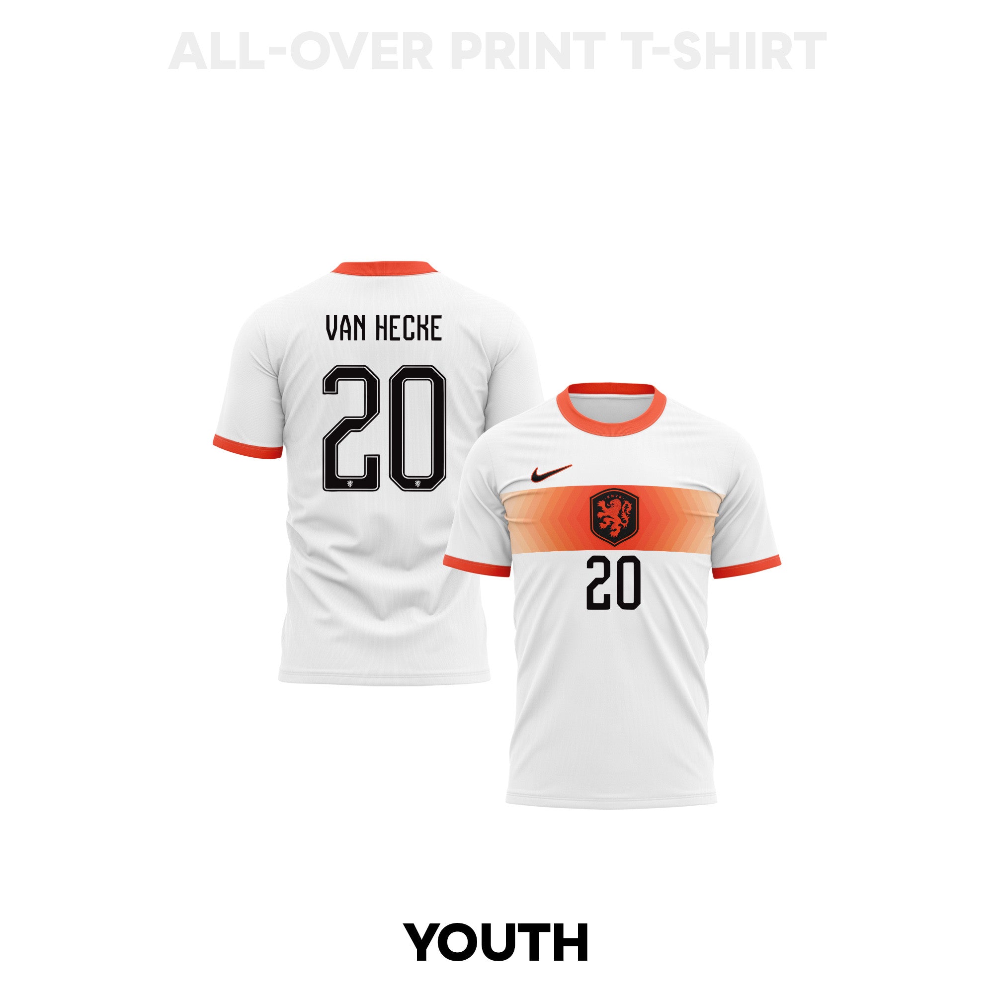 Jan Paul van Hecke 20 Youth Netherlands 2026 Away 3D T-shirt Fully Printed – White