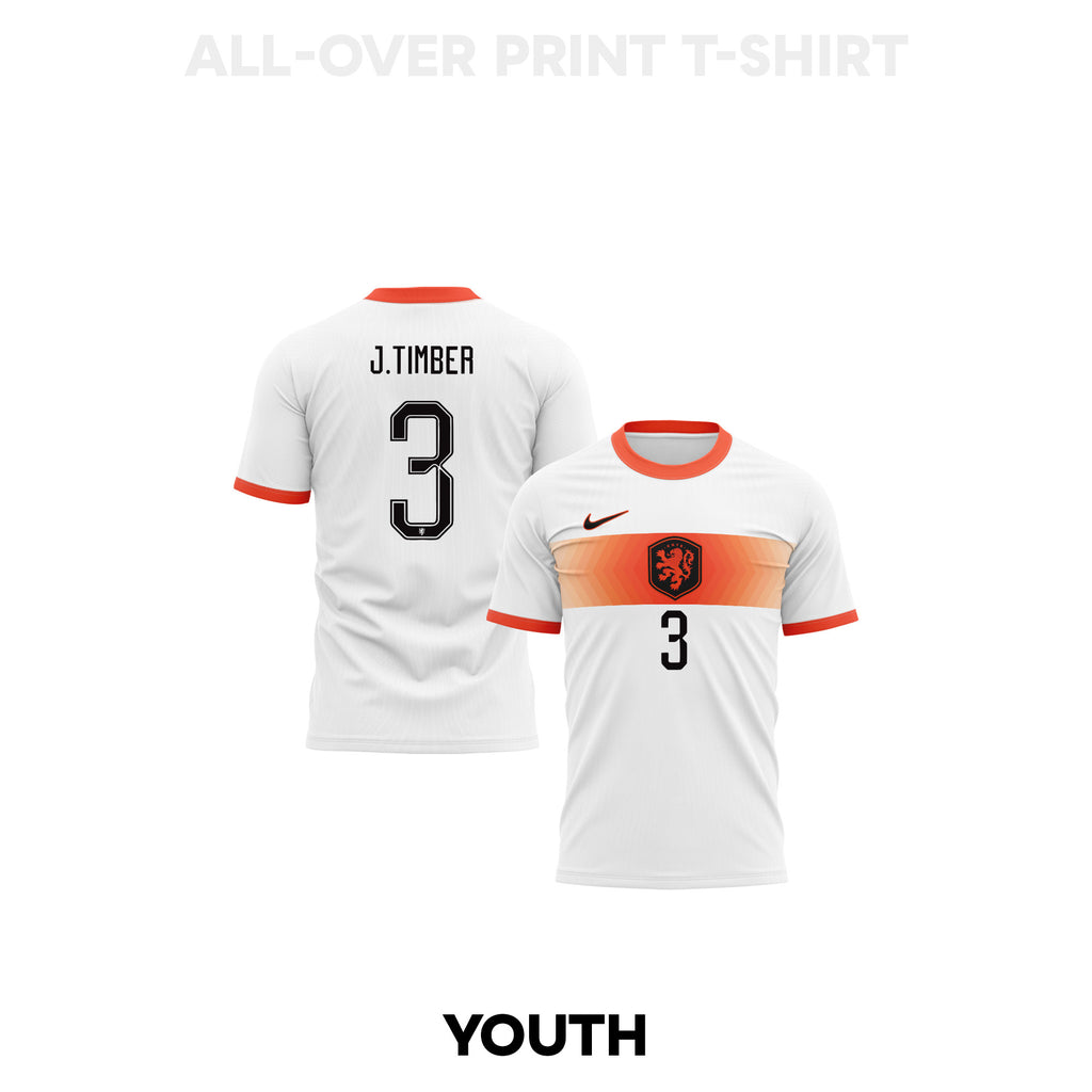 Jurriën Timber 3 Youth Netherlands 2026 Away 3D T-shirt Fully Printed – White