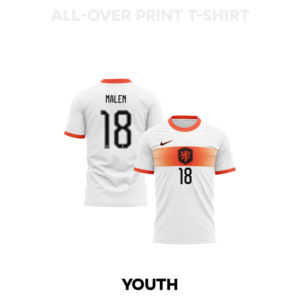 Donyell Malen 18 Youth Netherlands 2026 Away 3D T-shirt Fully Printed – White