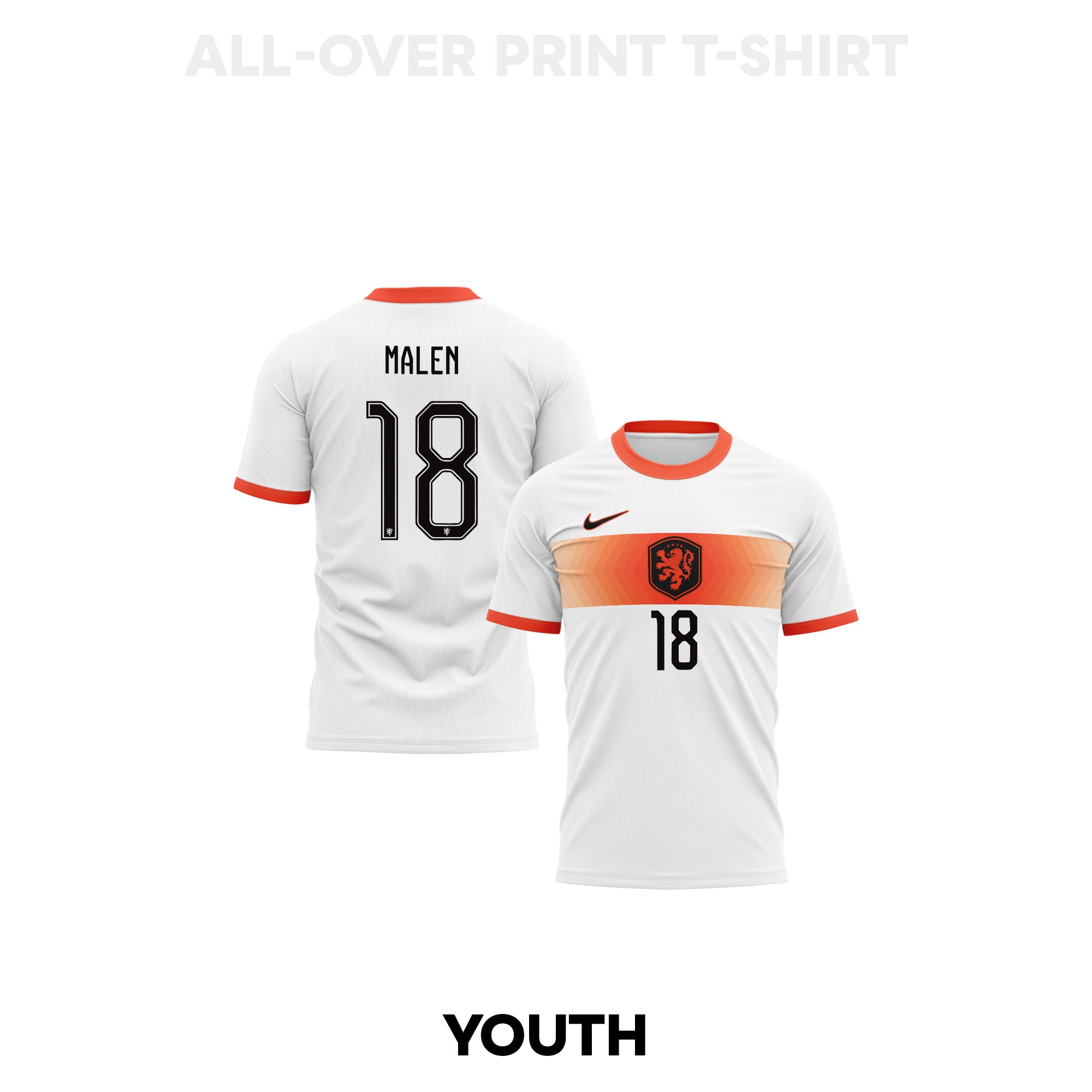 Donyell Malen 18 Youth Netherlands 2026 Away 3D T-shirt Fully Printed – White