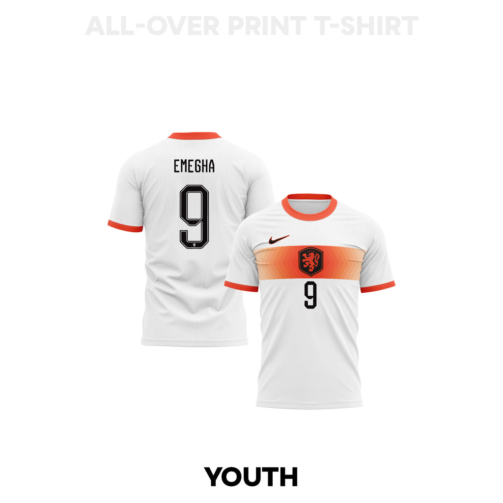 Emmanuel Emegha 9 Youth Netherlands 2026 Away 3D T-shirt Fully Printed – White