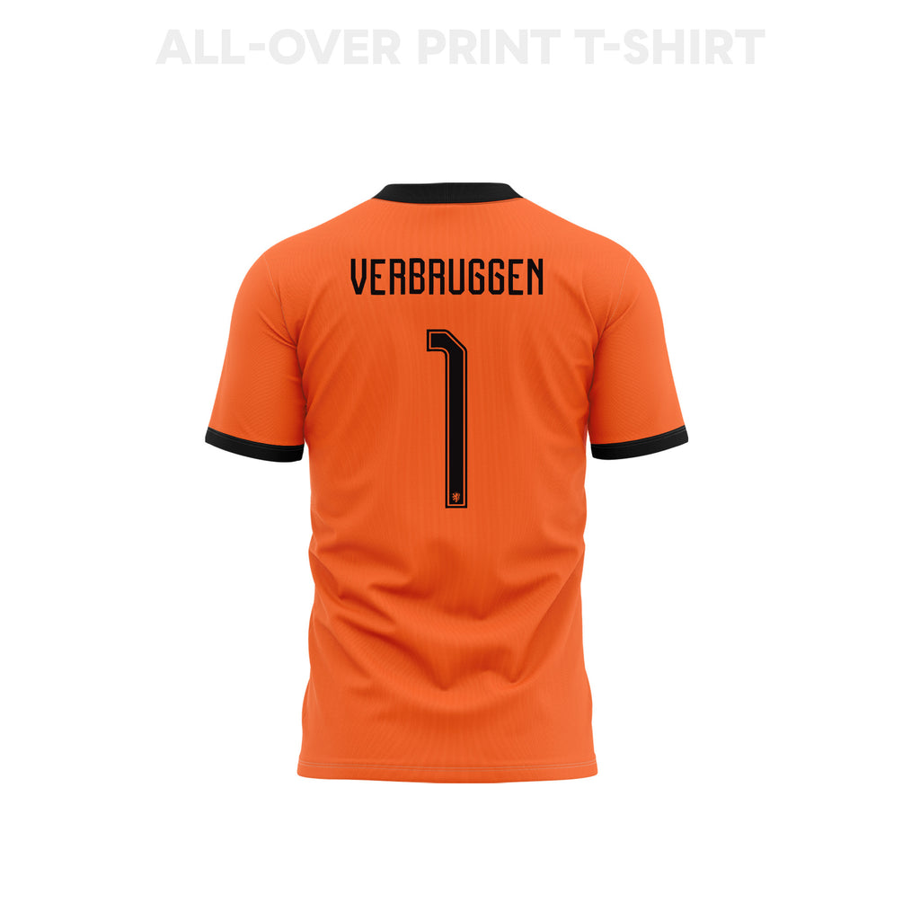 Bart Verbruggen 1 Youth Netherlands 2026 Home 3D T-shirt Fully Printed – Orange