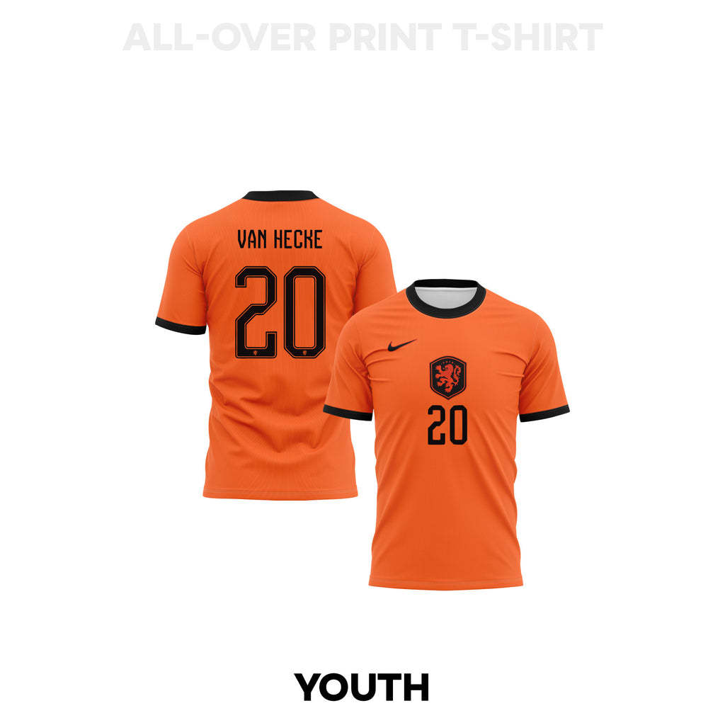 Jan Paul van Hecke 20 Youth Netherlands 2026 Home 3D T-shirt Fully Printed – Orange