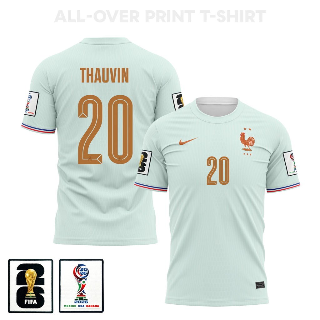 Florian Thauvin 20 France 2026 Away 3D T-Shirt Fully Printed – Unisex, Green