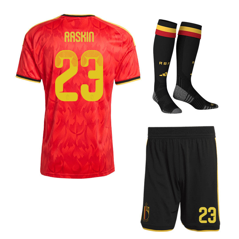 Nicolas Raskin 23 Belgium 2026 Home Men Kit Set – Red/Black