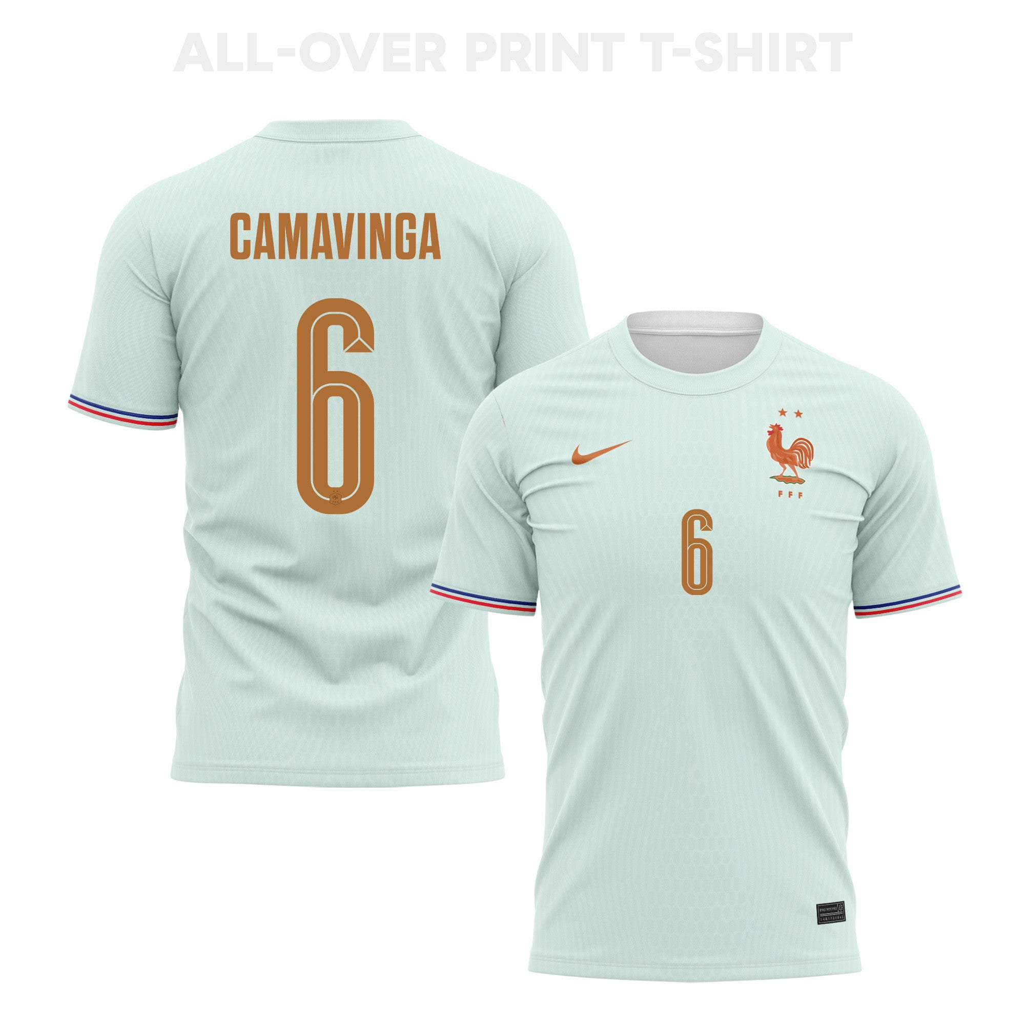 Eduardo Camavinga 6 France 2026 Away 3D T-Shirt Fully Printed – Unisex, Green