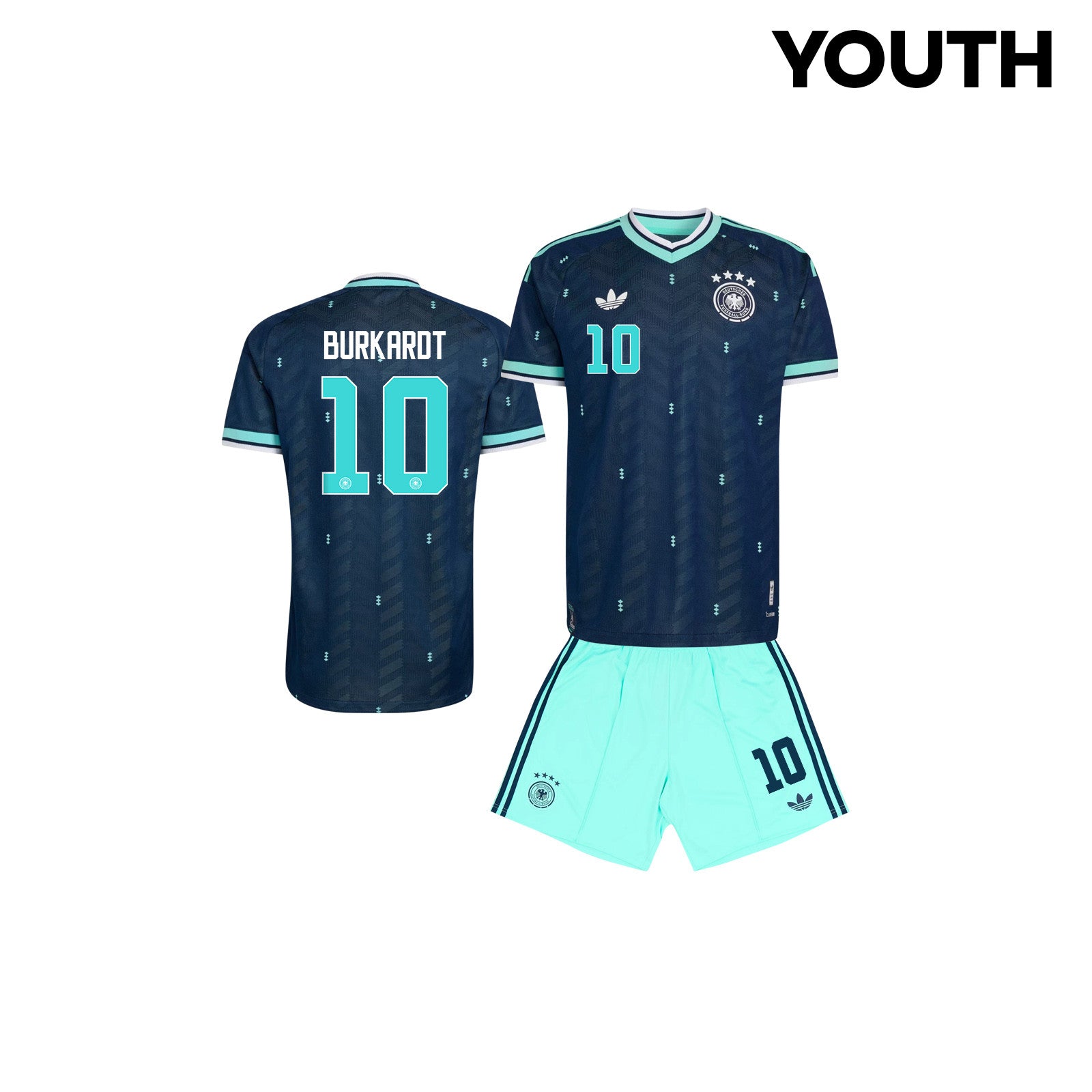 Jonathan Burkardt 10 Germany 2026 YOUTH Away Jersey & Shorts Set - Navy