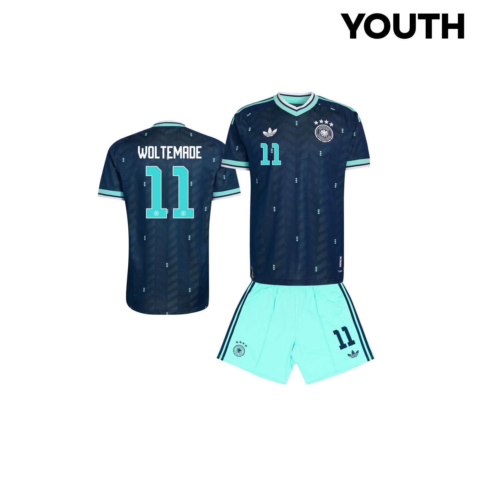Nick Woltemade 11 Germany 2026 YOUTH Away Jersey & Shorts Set - Navy